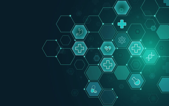 Abstract geometric hexagon shape background. Medicine and science concept