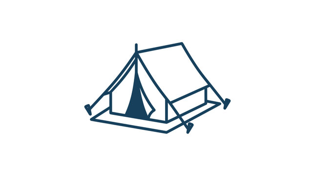 Minimalist ridge tent line art icon for camping and adventure
