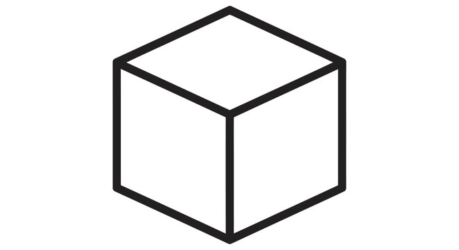 Isometric Cube Outline On White Background Geometric Shape Illustration abstract