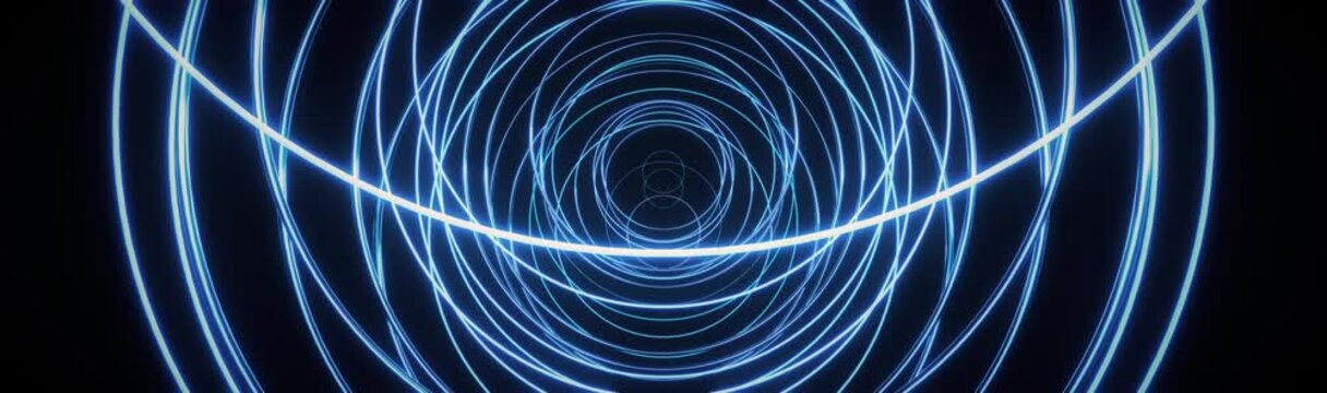 Futuristic Rotating Neon Blue Glowing Lines Tunnel, Sci Fi Seamless Loop Background