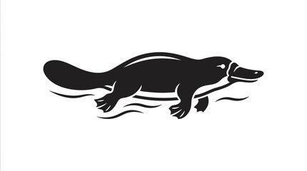 Fototapeta premium Stylized Platypus Silhouette Swimming in Water