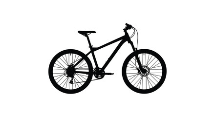 Fototapeta premium Mountain Bike Silhouette Against A White Background Detailed Black Shape bicycle