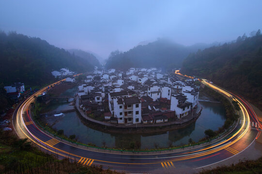 old village shanghai on during sunset ,China