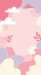 Fototapeta premium Flowers and leaves on pink background.