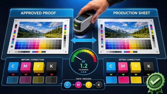 Approved Proof and Production Sheet Color Comparison
