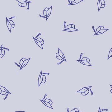graduation hat cap vector line seamless pattern graduation hat cap sign illustration