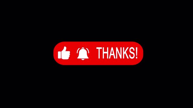 A social media dark pop-up overlay animation clicking a subscribe button that transitions into a "THANKS" screen to encourage audience retention and loyalty.