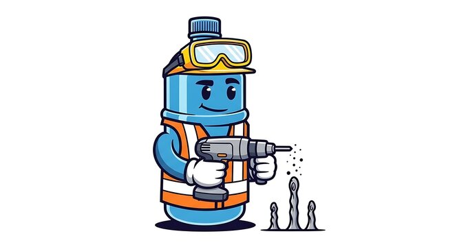 Blue water filtration system with faucet.