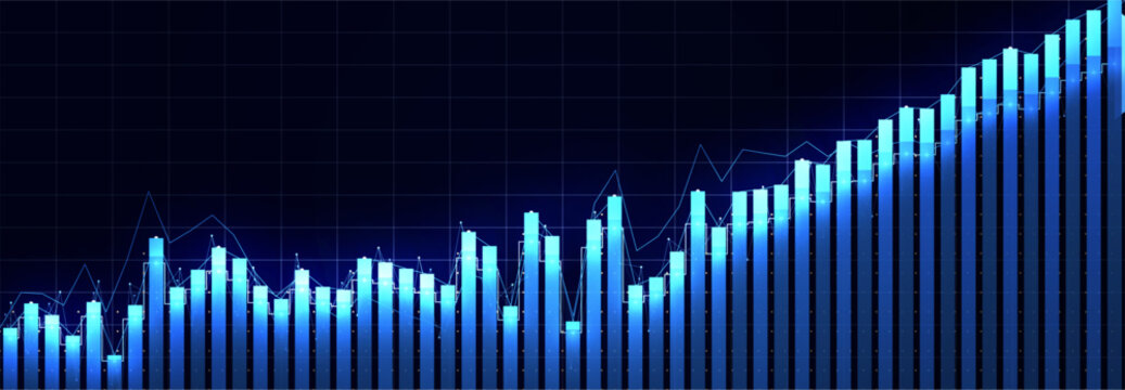 Sales Analytics Finance Growth Business Investment Stats Financial Analysis Graph Up, Stock Chart Data Base. AI Technology Charts Trading Statistics Business Presentation Slides. Vector illustration