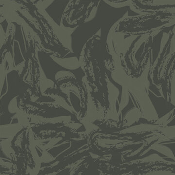 Floral Brush stroke texture textile seamless pattern design in dark olive green for fashion and home textiles