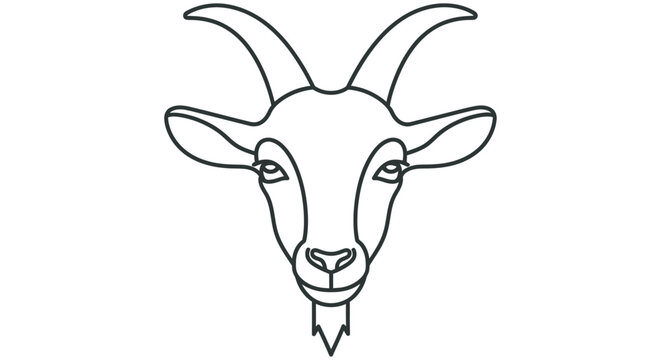 Line Art Goat Head Silhouette On White Background caprine billy