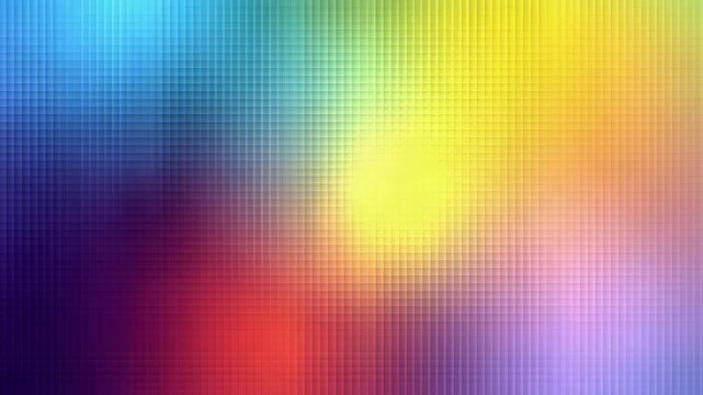 Dynamic multicolored abstract background featuring a pixelated grid overlay and smooth gradient transitions. Ideal for technology, web design, presentations, and contemporary digital art applications