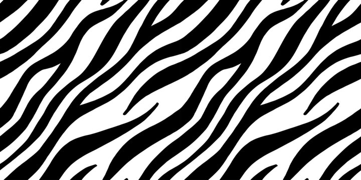 Seamless zebra pattern with bold black and white stripes. Animal print background perfect for textile design, fashion fabric, and safari-themed wallpaper projects.