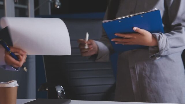 Business accounting concept, Business man using calculator with computer laptop, budget and loan paper in office.