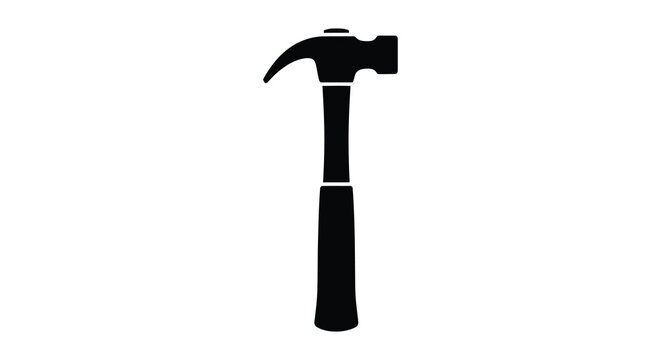 Black hammer tool with claw head simple flat silhouette hardware construction