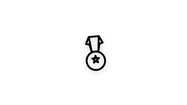 Premium medal line icon animation with smooth reveal and seamless loop. Ideal for achievement, awards, competition, success, recognition, and sports projects.
