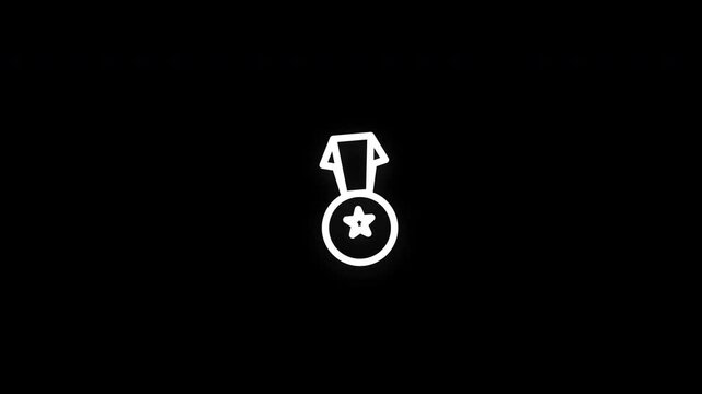 Premium medal line icon animation with smooth reveal and seamless loop. Ideal for achievement, awards, competition, success, recognition, and sports projects.