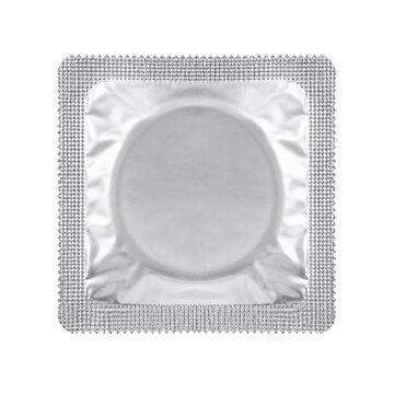 Condom packet isolated on white, png transparent background.