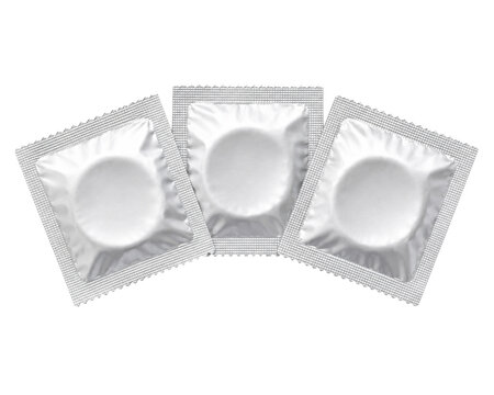 Female condoms isolated on white, png transparent background.