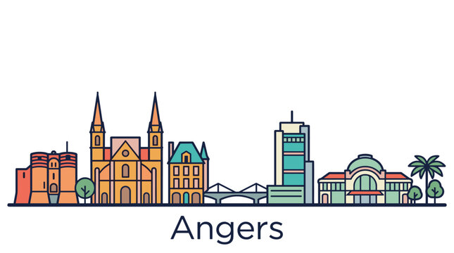 Angers city skyline minimalist vector illustration