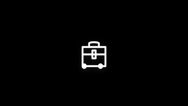 Premium suitcase line icon animation with smooth reveal and seamless loop. Ideal for travel, tourism, vacations, business trips, and transportation projects.