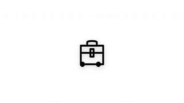 Premium suitcase line icon animation with smooth reveal and seamless loop. Ideal for travel, tourism, vacations, business trips, and transportation projects.