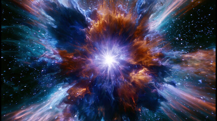 Fototapeta premium Colorful explosion of a nebula in deep space with bright stars