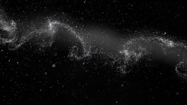 Time lapse footage of swirling cosmic dust clouds and glowing nebula in deep space with starfield movement