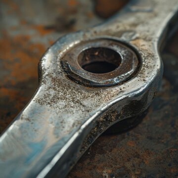 Detailed aerial view of unbranded window crank with metallic texture