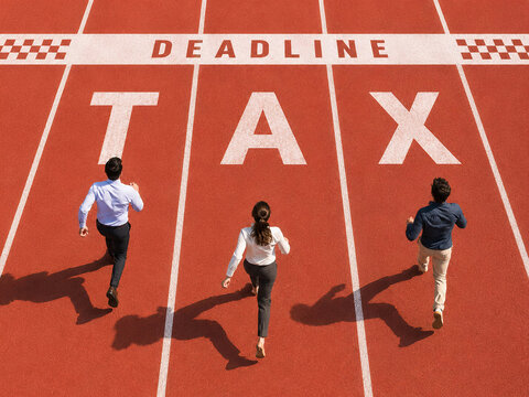 People Racing Toward Tax Deadline on Running Track