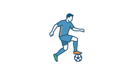 Fototapeta premium Cartoon soccer player dribbling a ball in action.
