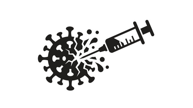 Syringe Piercing and Destroying Coronavirus Icon