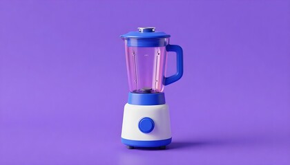 Obraz premium Modern kitchen blender with blue accents on a vibrant purple background