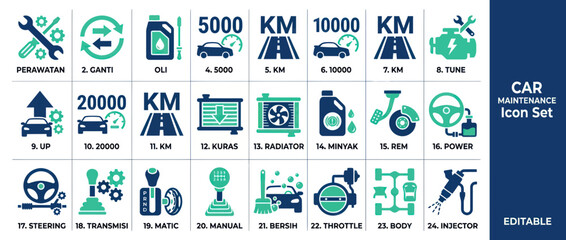 Car service and automotive maintenance icons collection © mamik