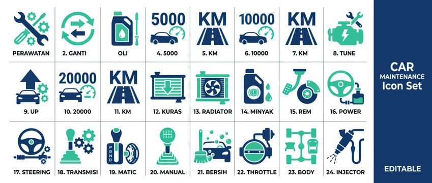 Car service and automotive maintenance icons collection