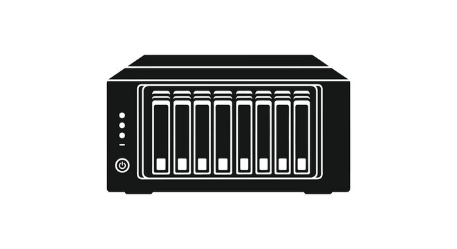 Network attached storage device with multiple bays black silhouette nas server