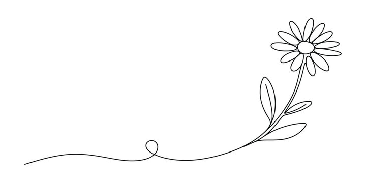 Single continuous line drawing of a simple daisy flower