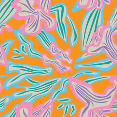 Obraz premium Floral shape textile pattern design in orange for fashion and home textiles