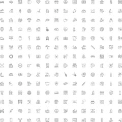 Fototapeta premium Large collection of diverse thin line web icons, illustrating various concepts, objects, and activities for modern digital interfaces and applications