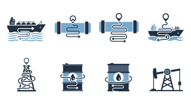 Oil and gas industry icons set.