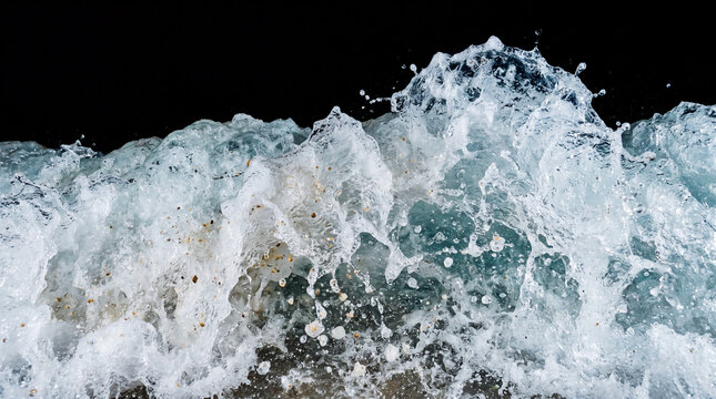 Ocean Wave Splashing with Black Bkg.