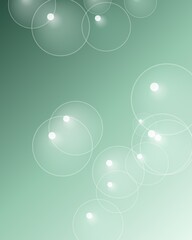 Abstract glowing bubbles on light green background