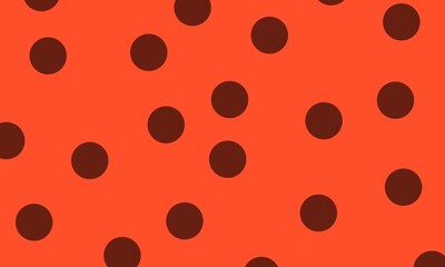 Bold polka dot pattern with dark brown circles scattered on vibrant orange background, modern flat design illustration for background © Soleil Brise