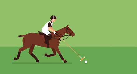 Polo Player Riding Horse Vector Illustration Graphic Design Artwork © mainstock