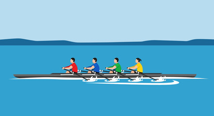 Rowing Team Vector Illustration Graphic Design © mainstock