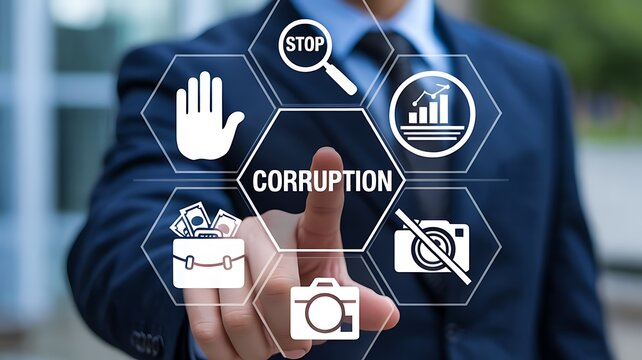 Anti corruption awareness and ethical business governance concept