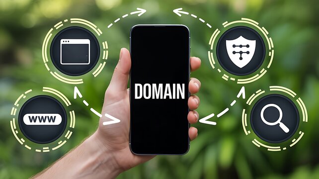Domain management and website hosting technology concept