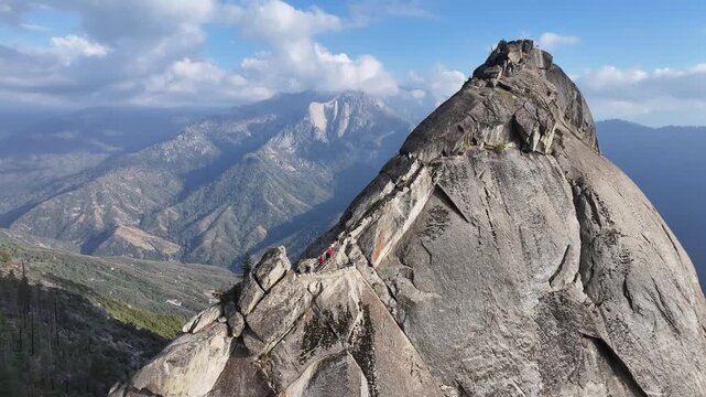 Aerial view of Moro Rock in Sequoia National Park, USA