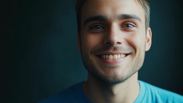 Smiling Man in Blue Shirt