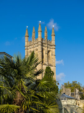 Oxford Botanic Garden and Magdalen Tower, Oxford, UK.